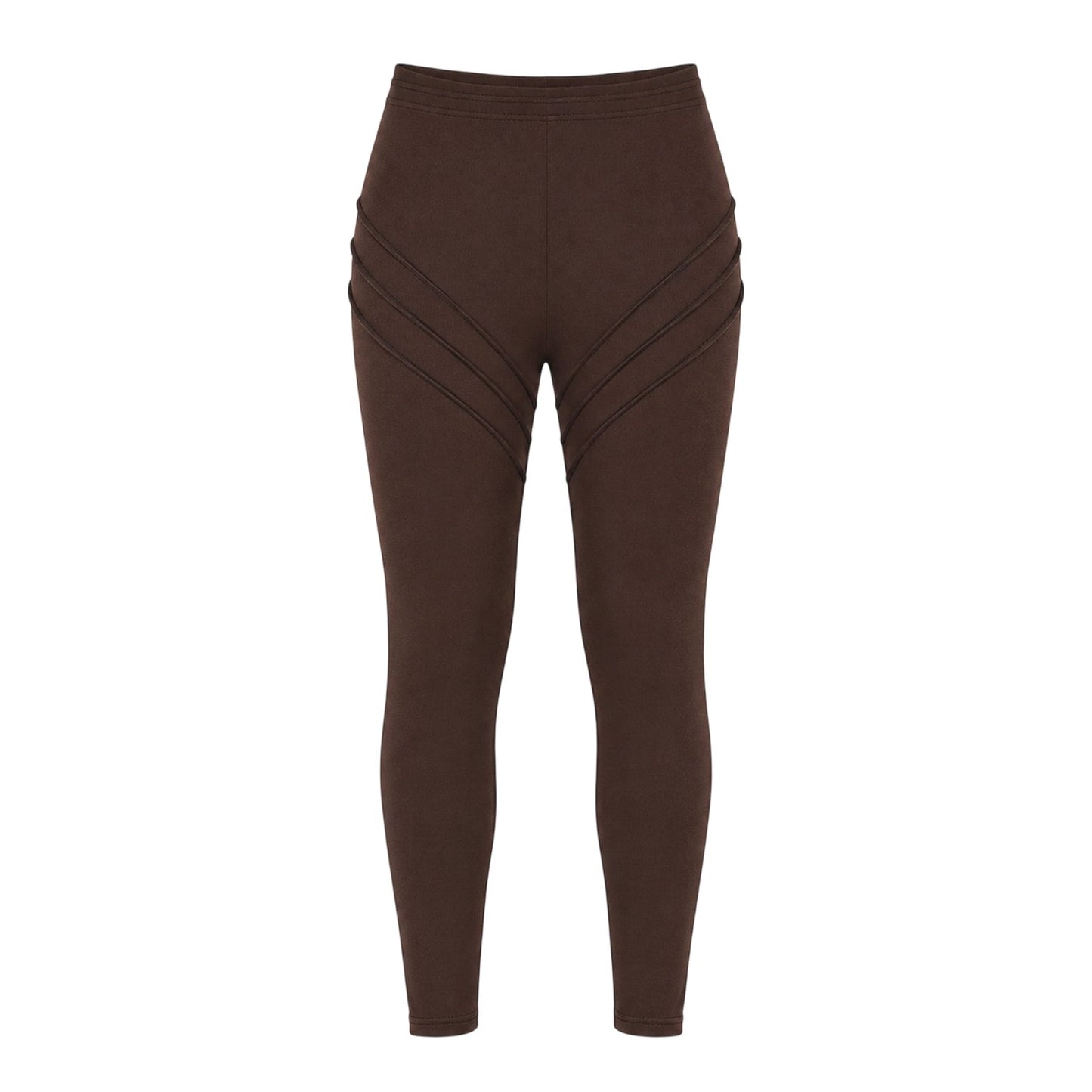 Chocolate - Front - Missy Empire Womens-Ladies Panel Fitted Leggings