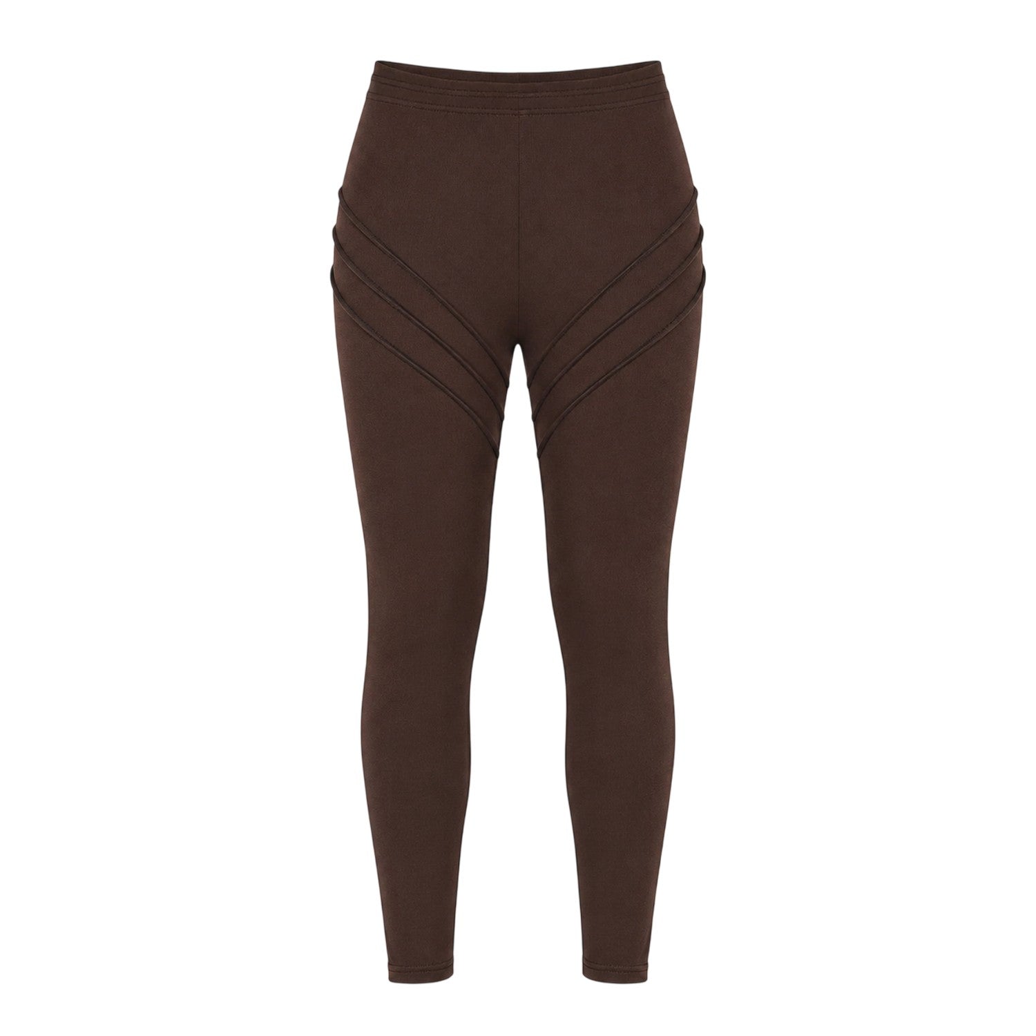 Chocolate - Front - Missy Empire Womens-Ladies Panel Fitted Leggings
