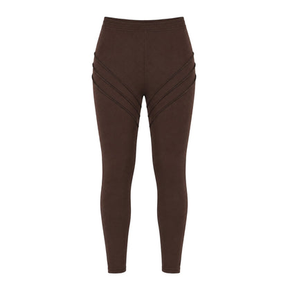 Chocolate - Front - Missy Empire Womens-Ladies Panel Fitted Leggings