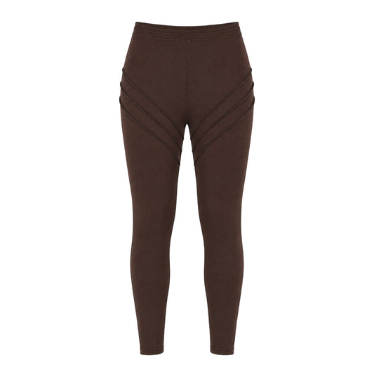 Chocolate - Front - Missy Empire Womens-Ladies Panel Fitted Leggings