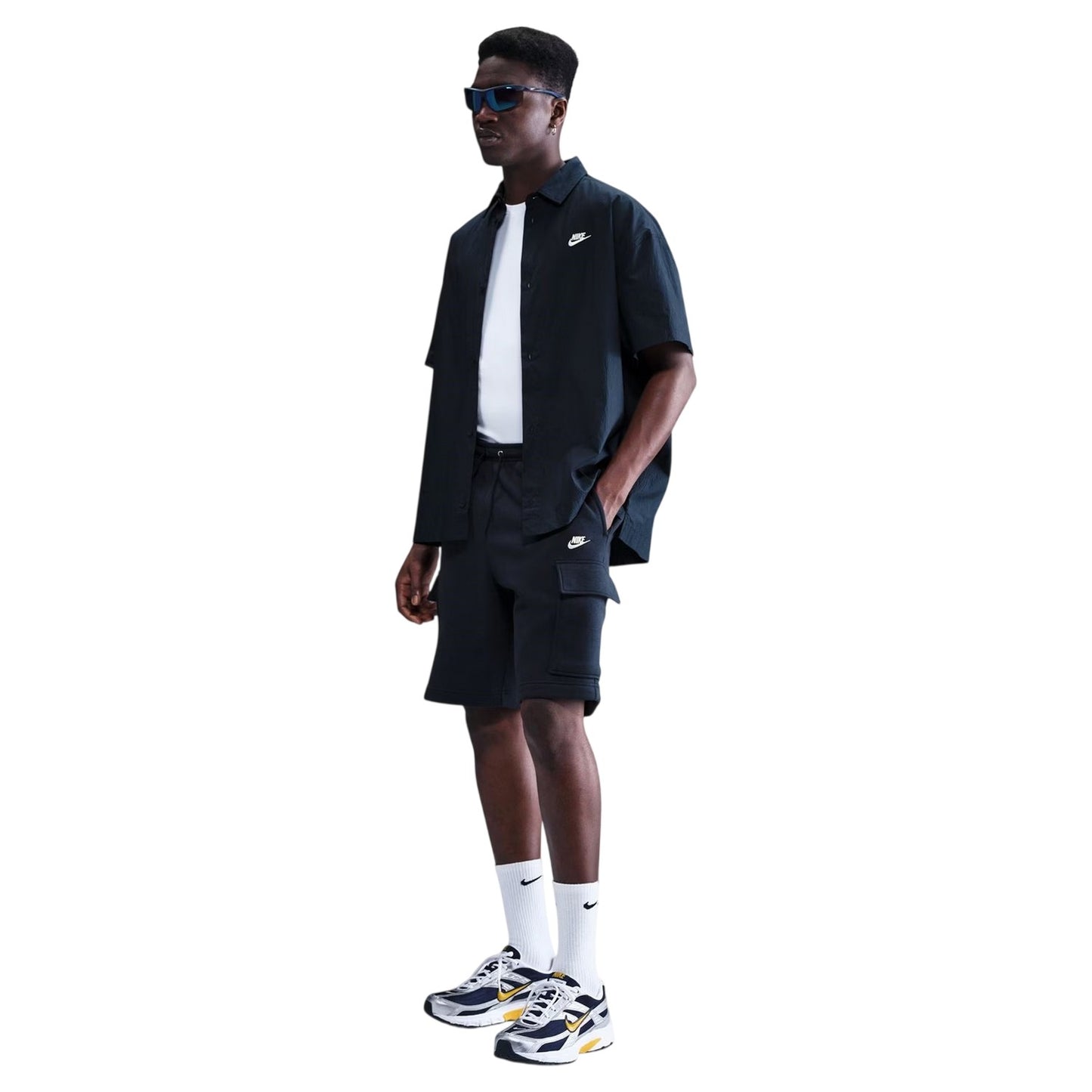 Obsidian Blue-White - Side - Nike Mens Sportswear Club Fleece Cargo Shorts