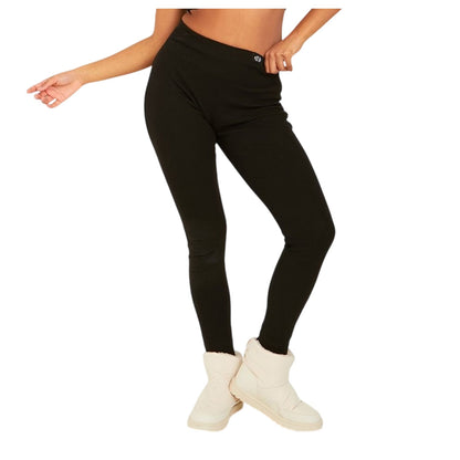 Black - Front - Missy Empire Womens-Ladies Ribbed Tab Detail Leggings