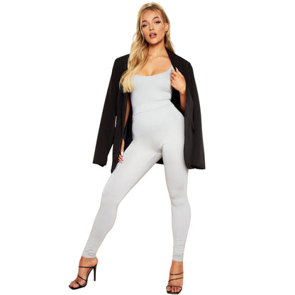 Grey - Back - Missy Empire Womens-Ladies Jersey High Waist Leggings