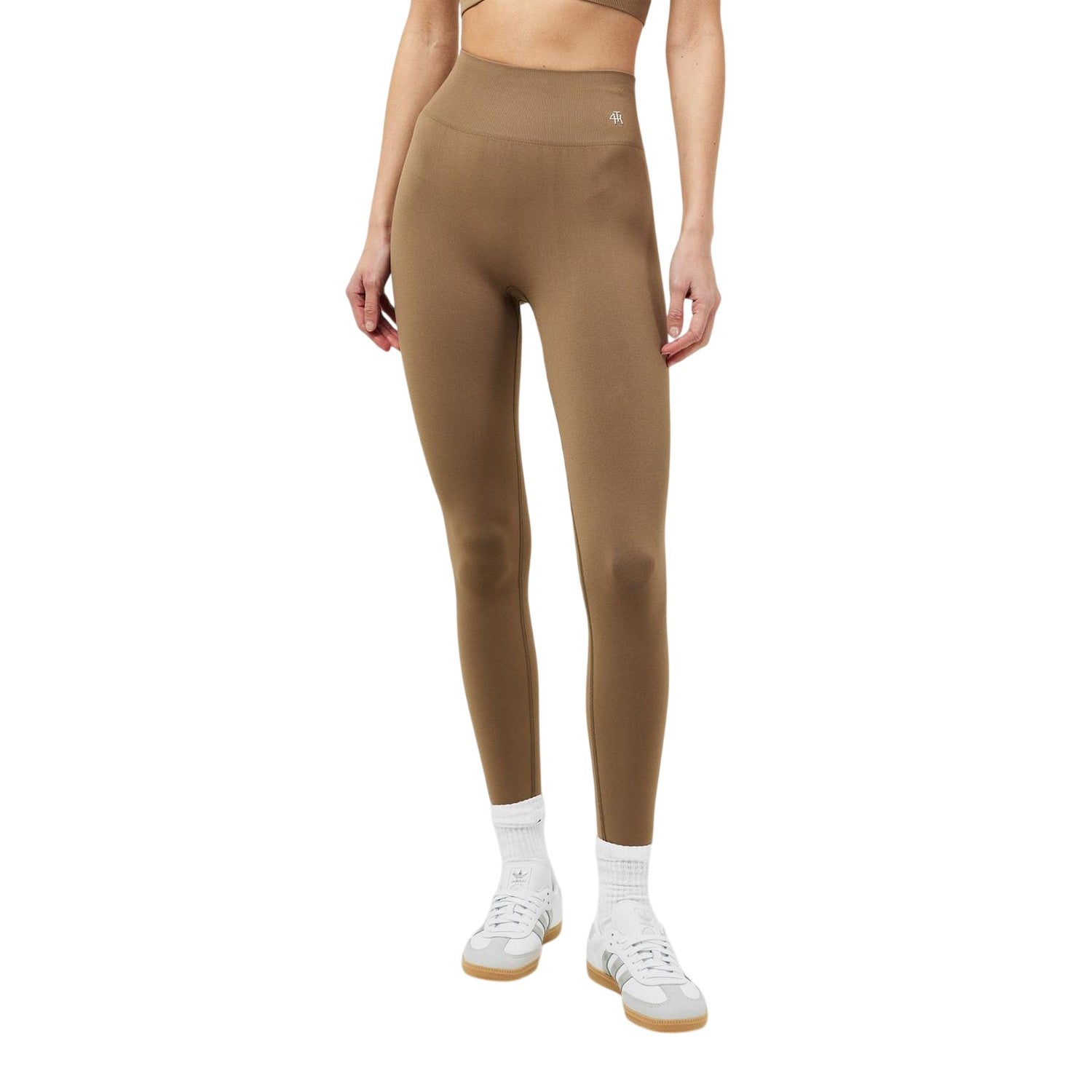 Mocha - Side - 4th & Reckless Womens-Ladies Shaping Workout Leggings