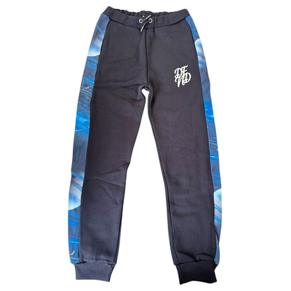 Black-Blue - Front - London Childrens-Kids Logo Joggers