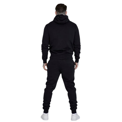 Black - Back - SikSilk Mens Essential Full Zip Hoodie