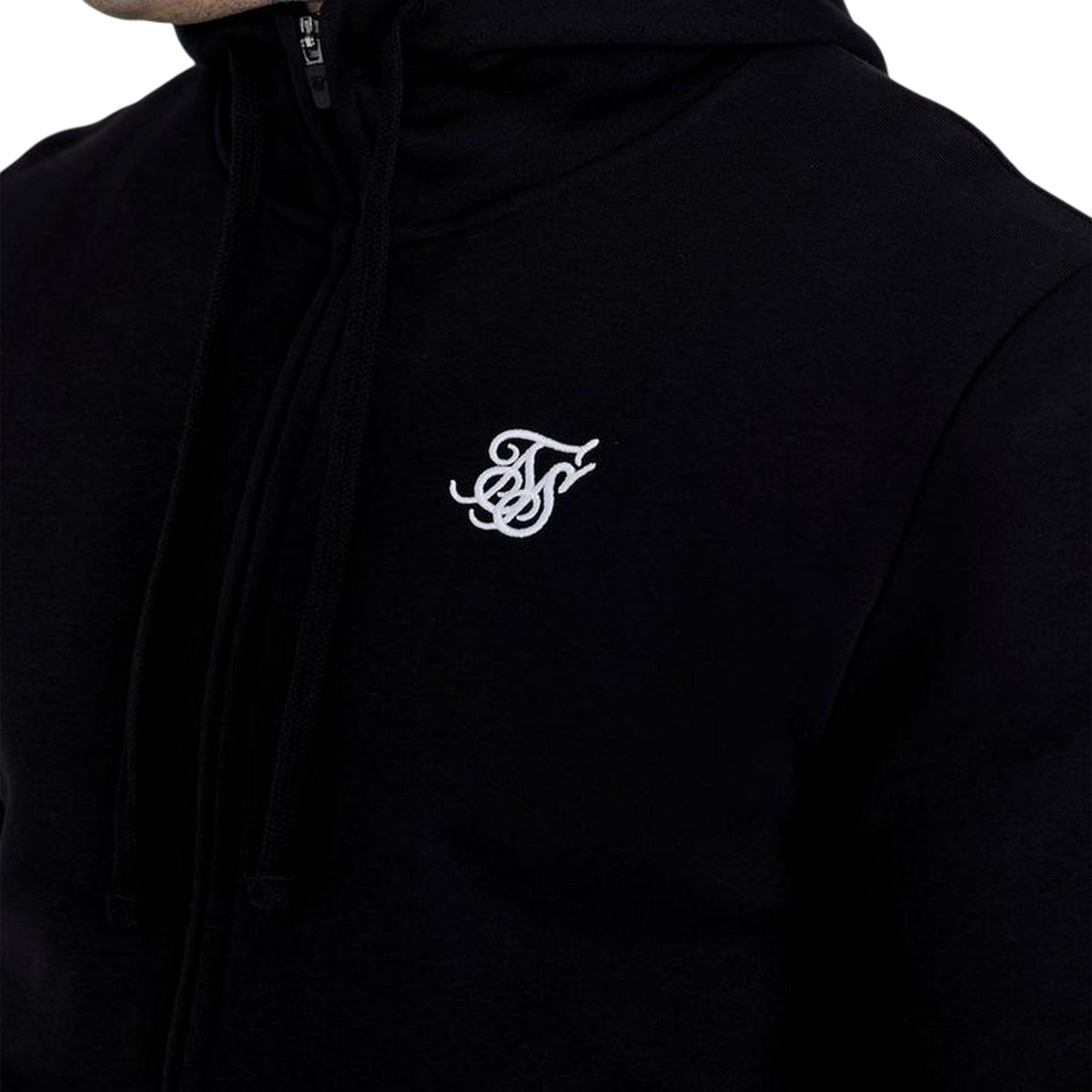 Black - Side - SikSilk Mens Essential Full Zip Hoodie