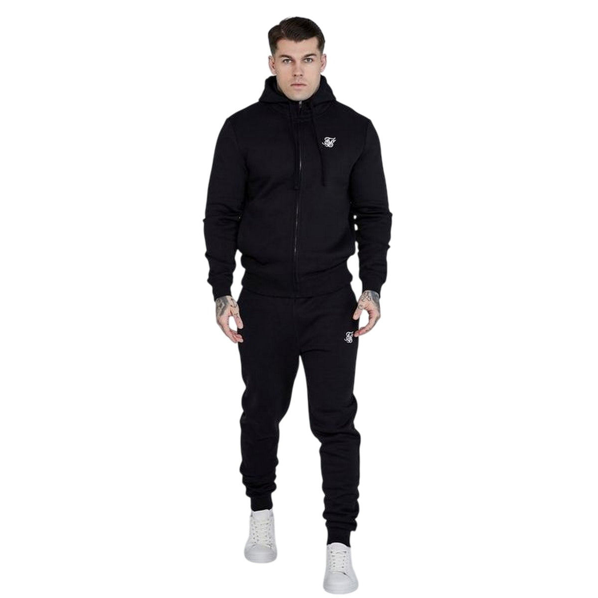 Black - Lifestyle - SikSilk Mens Essential Full Zip Hoodie