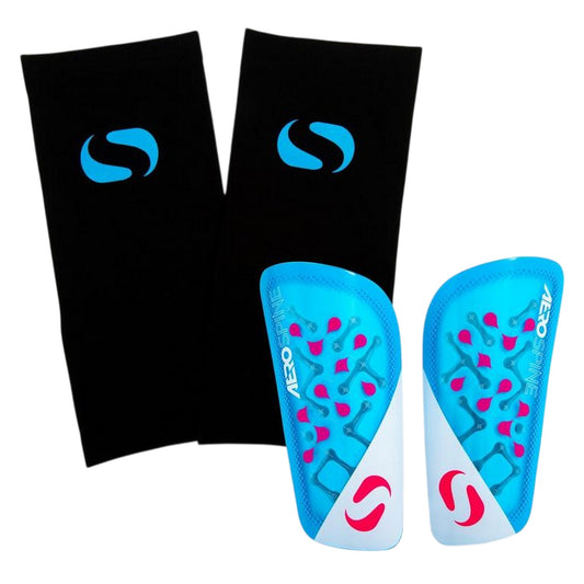 Blue-Pink - Front - Sondico Aerospine Shin Guards