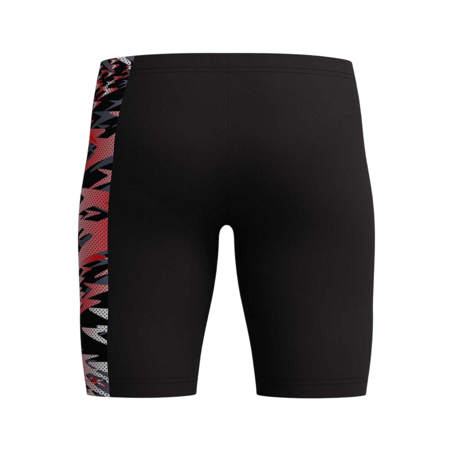 Anthracite-Red - Back - Speedo Boys Hyperboom Splice Camo Fitted Jammer Shorts