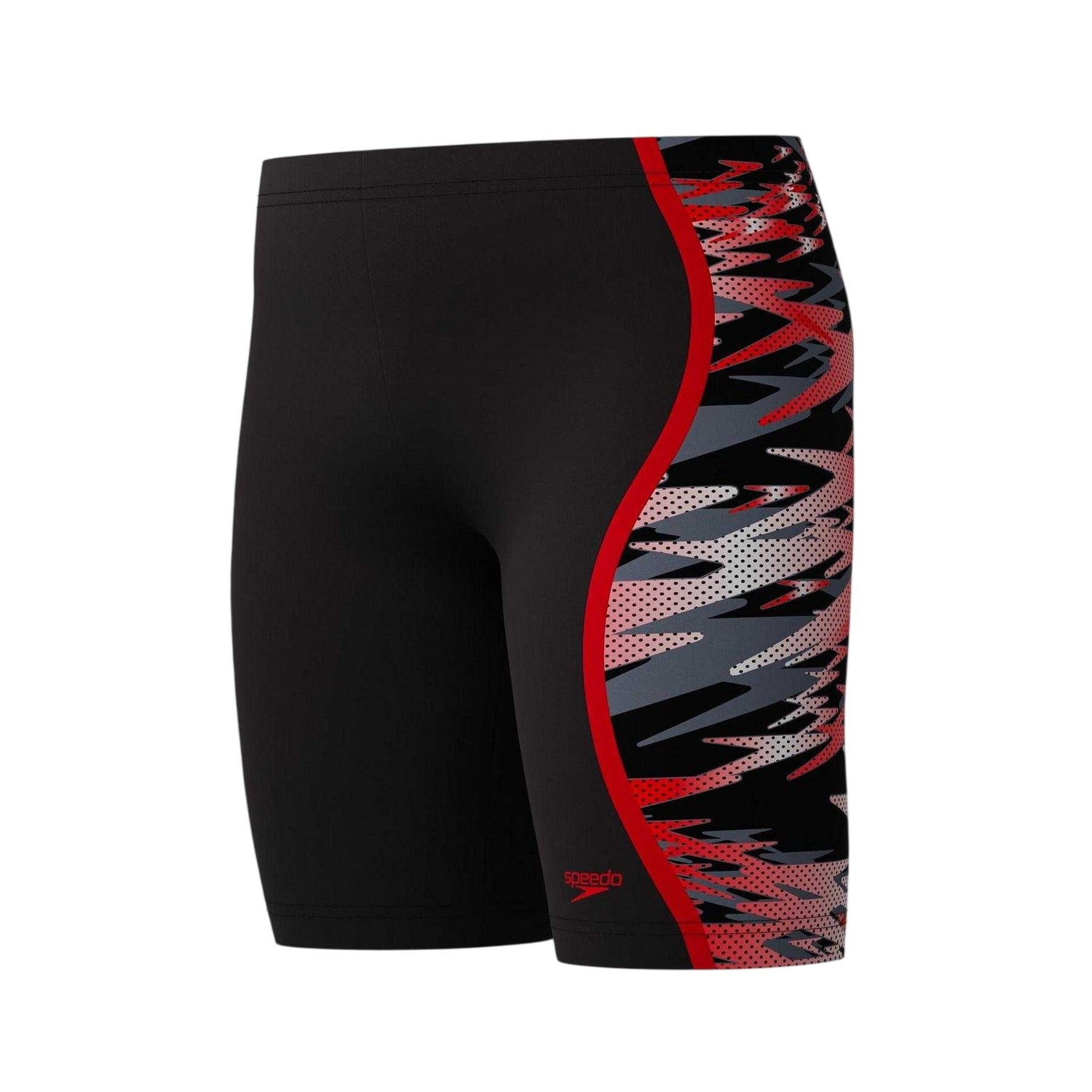 Anthracite-Red - Lifestyle - Speedo Boys Hyperboom Splice Camo Fitted Jammer Shorts