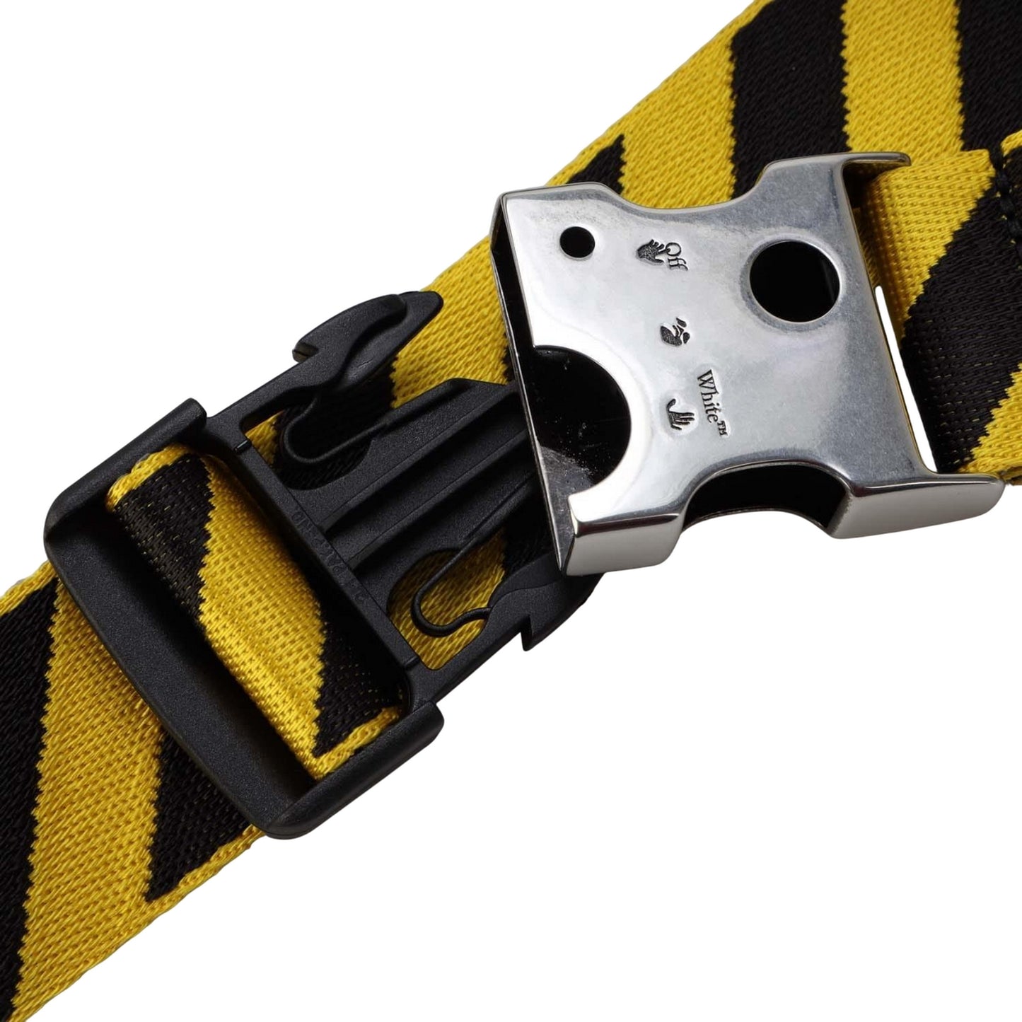 Yellow-Black - Back - Off White Mens Meteor Tuc Stripe Belt