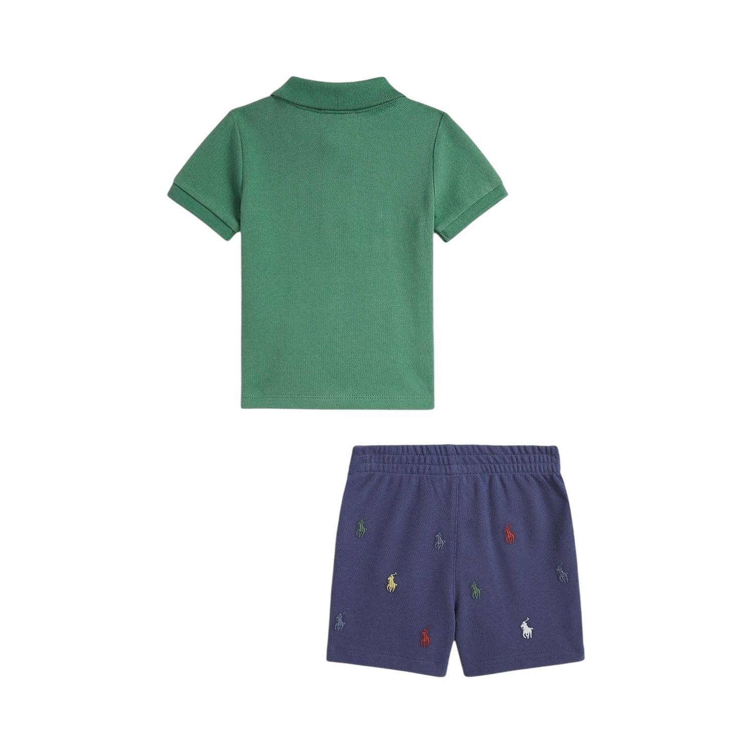 Fairway Green - Back - Ralph Lauren Baby Collared Short-Sleeved Shirt And Shorts Set