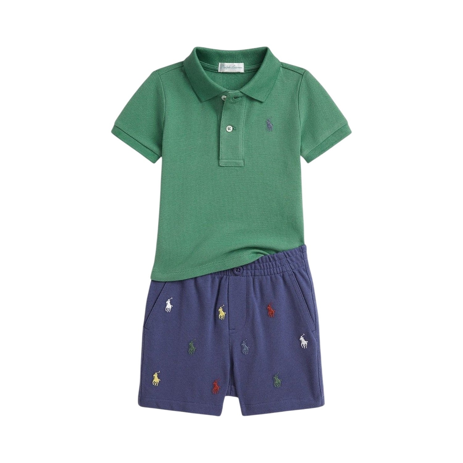 Fairway Green - Side - Ralph Lauren Baby Collared Short-Sleeved Shirt And Shorts Set
