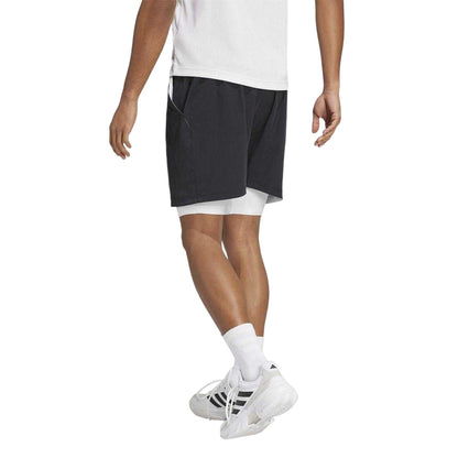 Black-White - Back - Adidas Mens Tennis Shorts