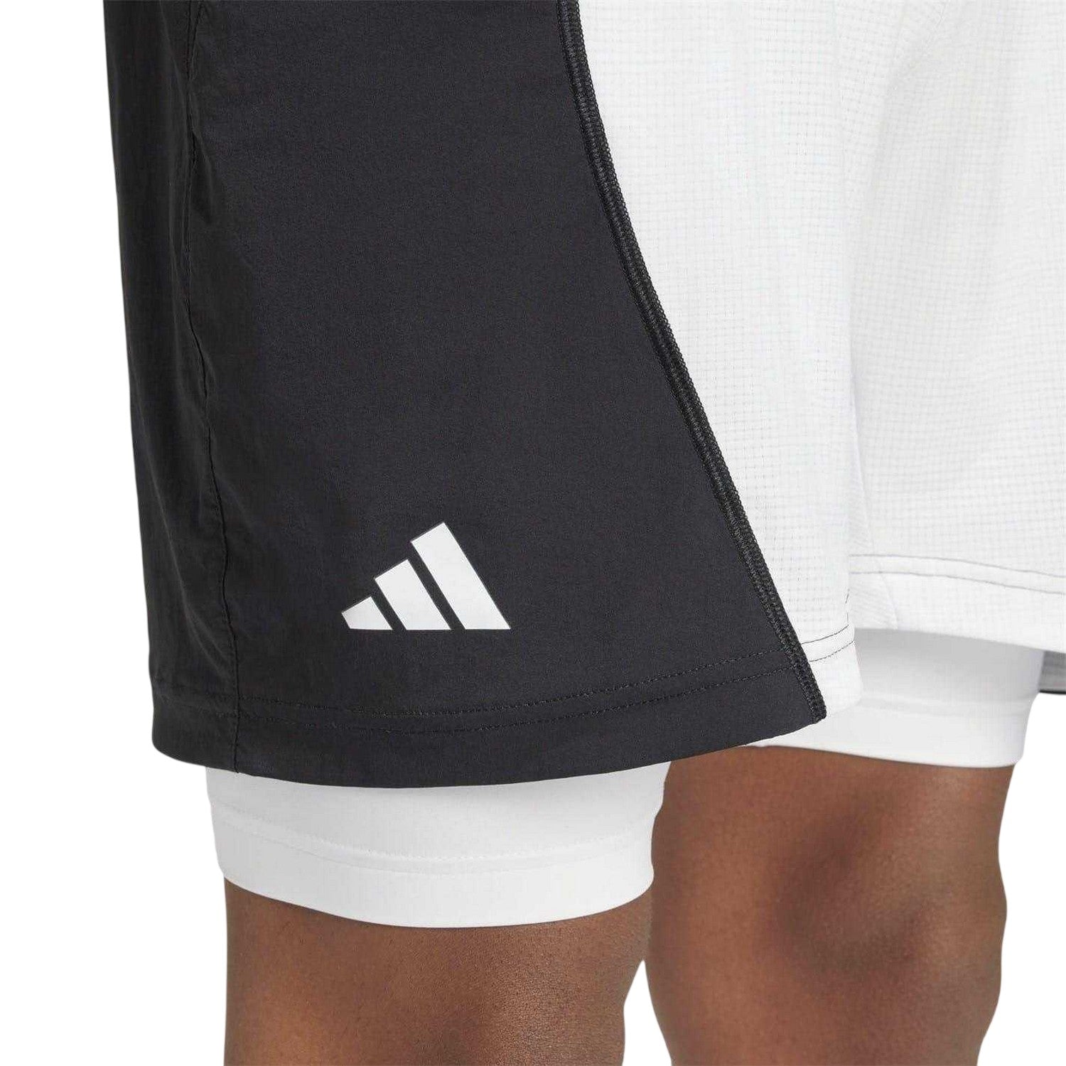 Black-White - Side - Adidas Mens Tennis Shorts
