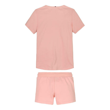Coral - Back - Tommy Hilfiger Childrens-Kids Corp Cotton Blend T-Shirt & Shorts Set