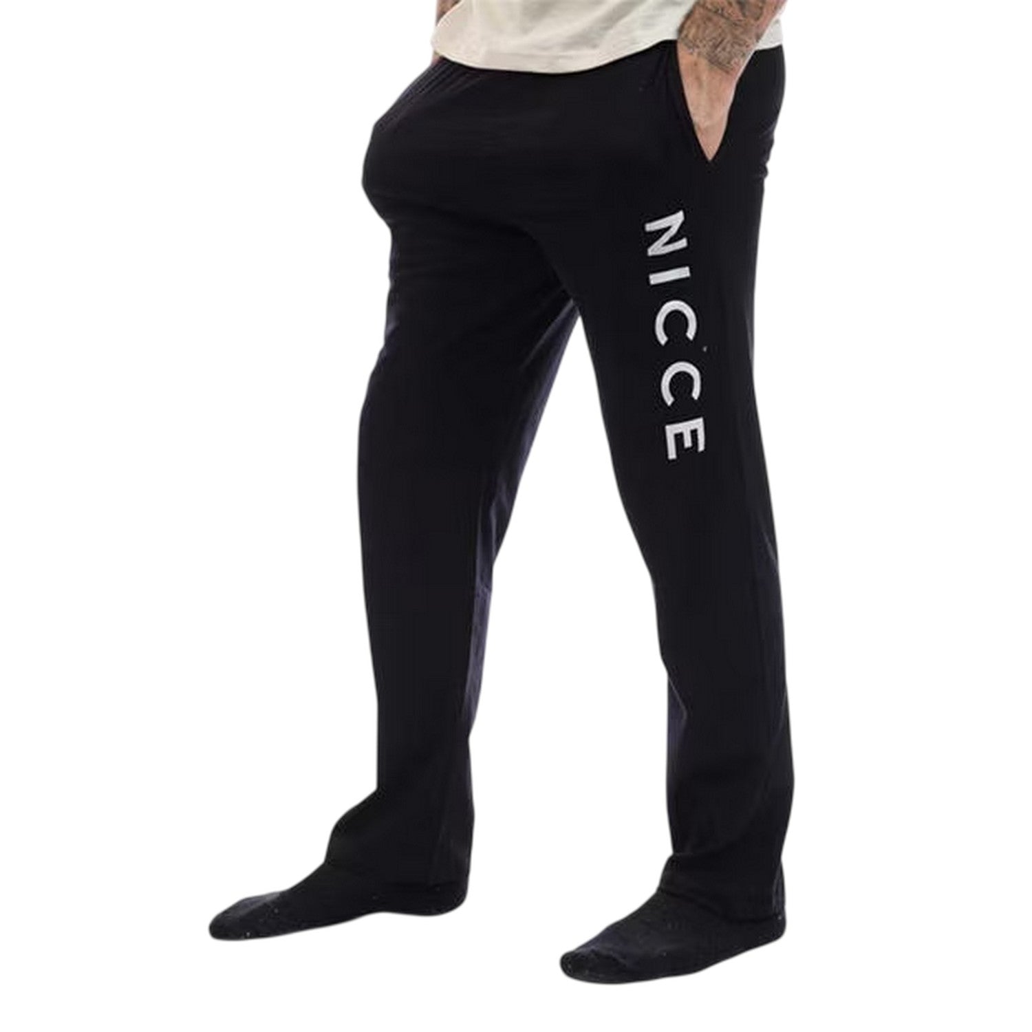 Black - Lifestyle - Nicce Mens Aderyn Cotton Loungewear Set