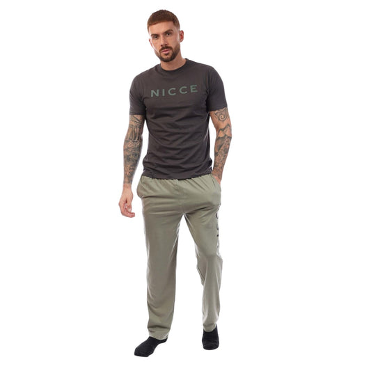 Khaki - Front - Nicce Mens Aderyn Cotton Loungewear Set