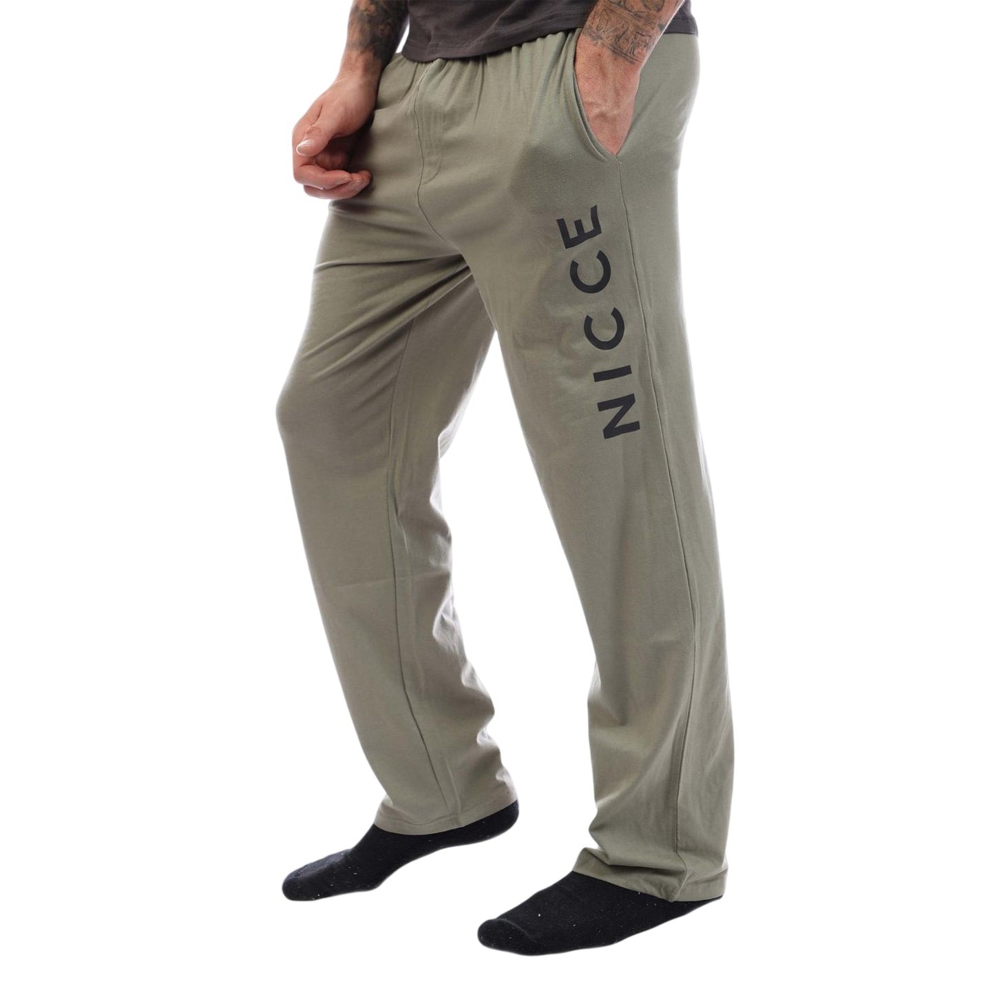 Khaki - Lifestyle - Nicce Mens Aderyn Cotton Loungewear Set