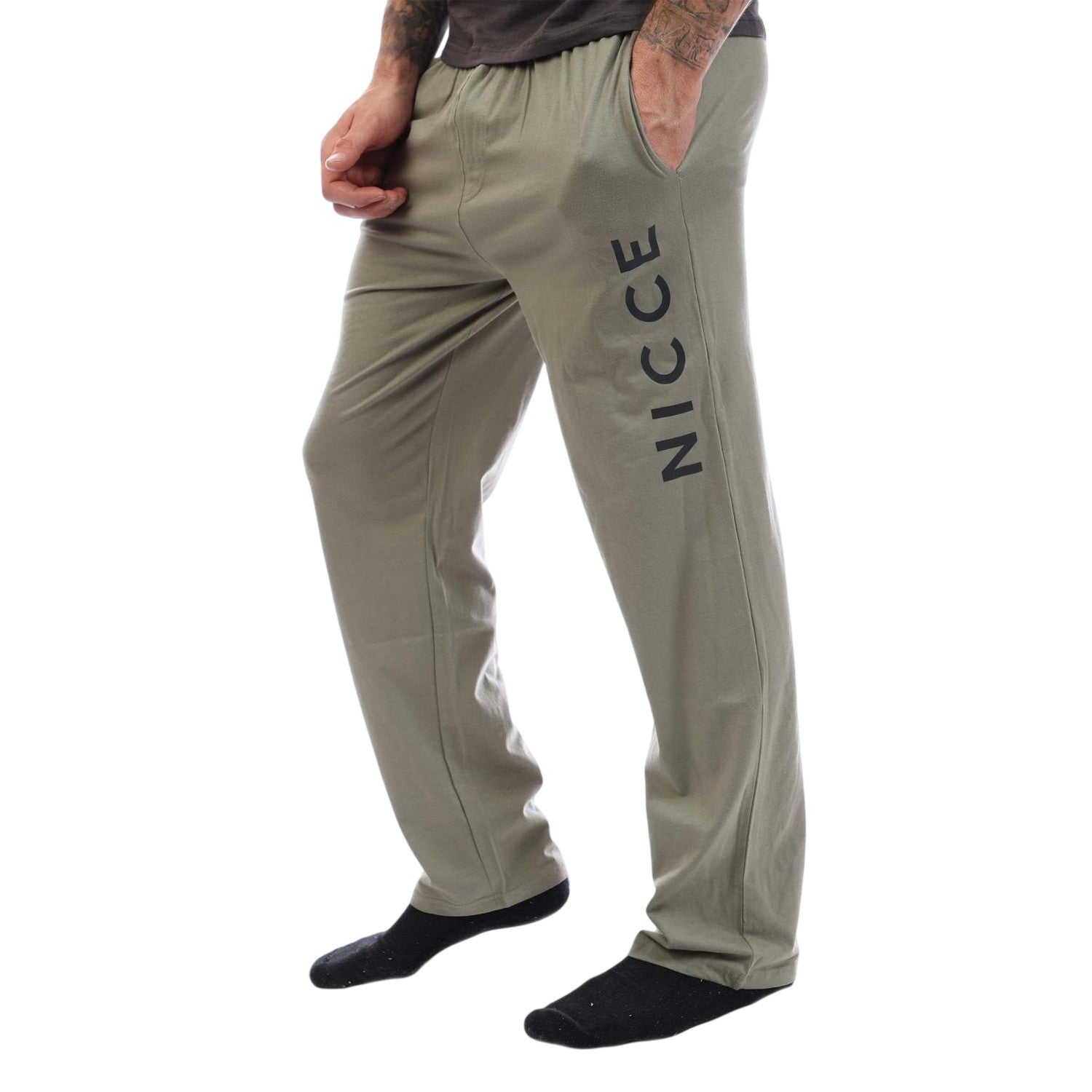 Khaki - Lifestyle - Nicce Mens Aderyn Cotton Loungewear Set