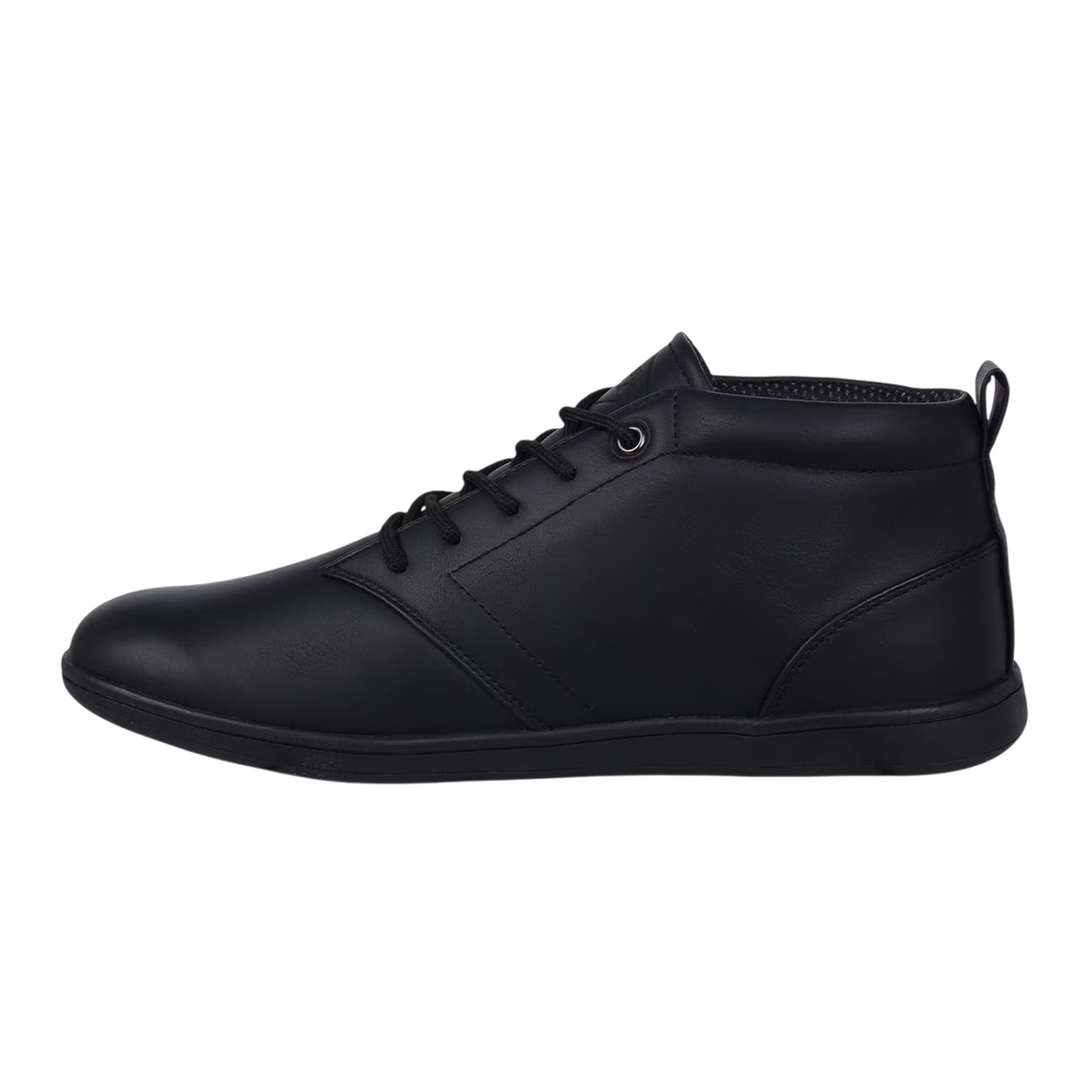 Black - Side - Lee Cooper Mens Finch Faux Leather Flat Chukka Boots