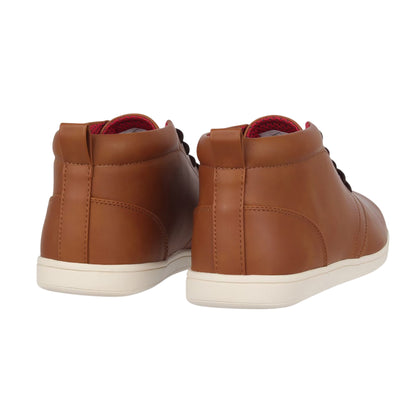 Tan - Back - Lee Cooper Mens Finch Faux Leather Flat Chukka Boots