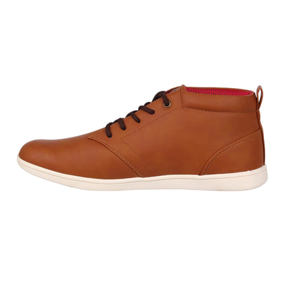 Tan - Side - Lee Cooper Mens Finch Faux Leather Flat Chukka Boots