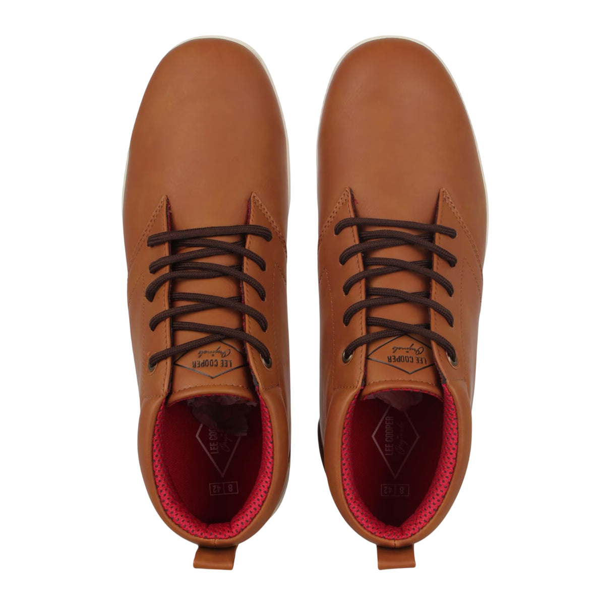 Tan - Lifestyle - Lee Cooper Mens Finch Faux Leather Flat Chukka Boots