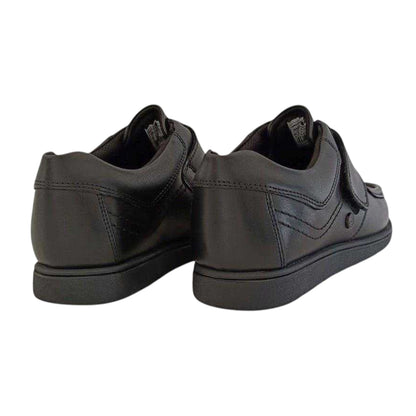 Black - Back - Waltham Childrens-Kids Waltham Vel Leather Flat School Shoes