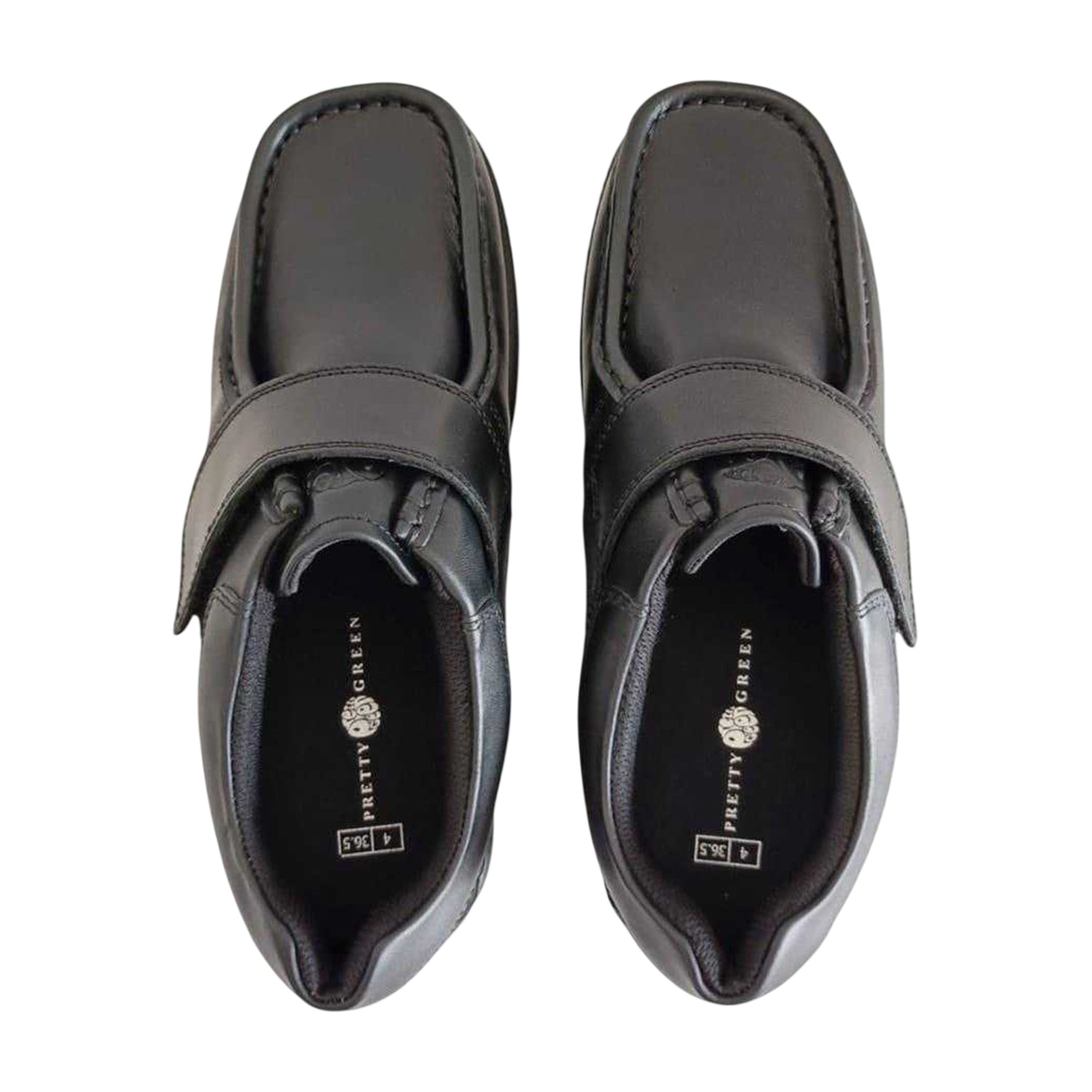 Black - Lifestyle - Waltham Childrens-Kids Waltham Vel Leather Flat School Shoes
