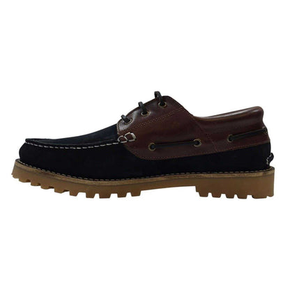 Navy-Brown - Side - Firetrap Mens Jose Classic Leather Shoes