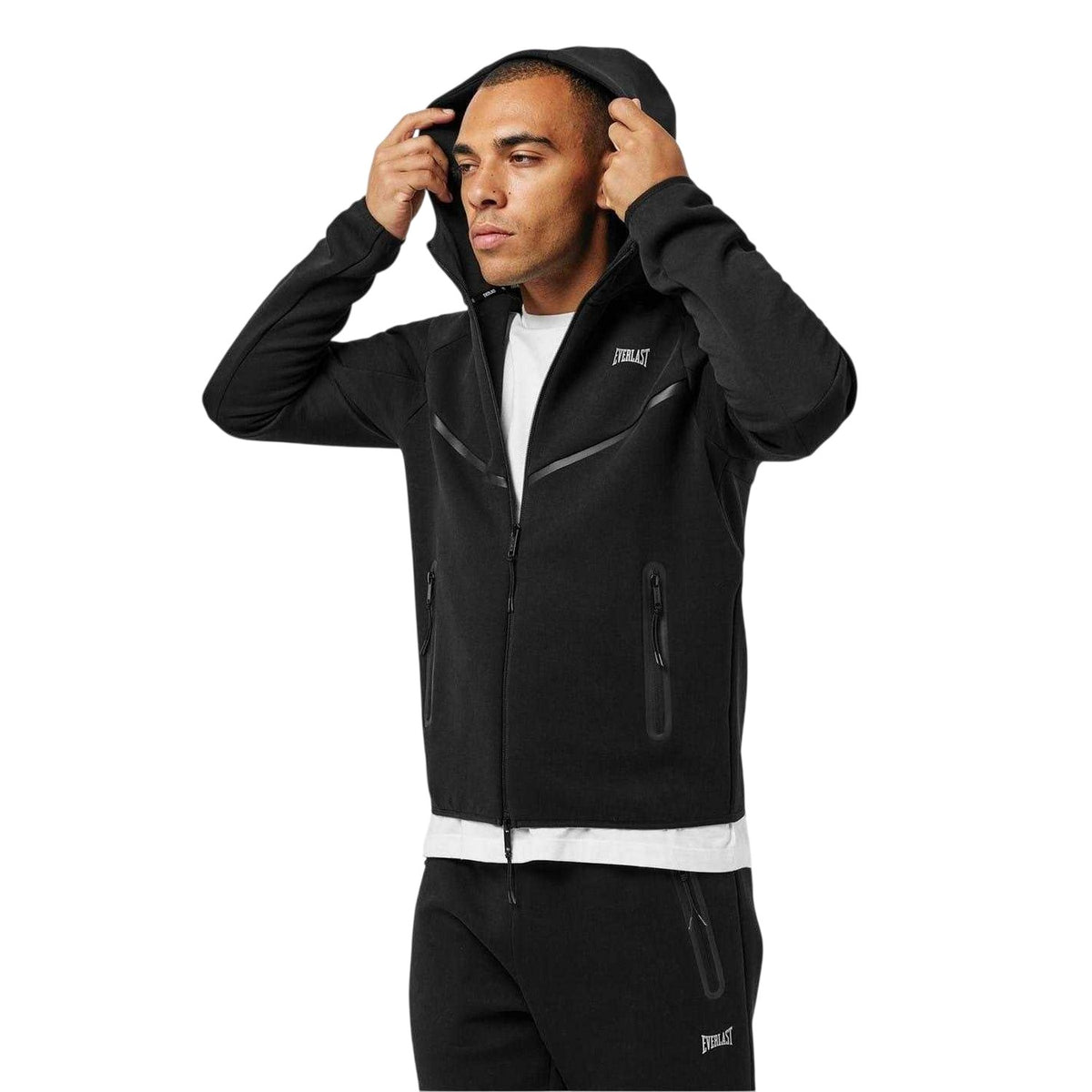 Black - Side - Everlast Mens Elite Full Zip Hoodie