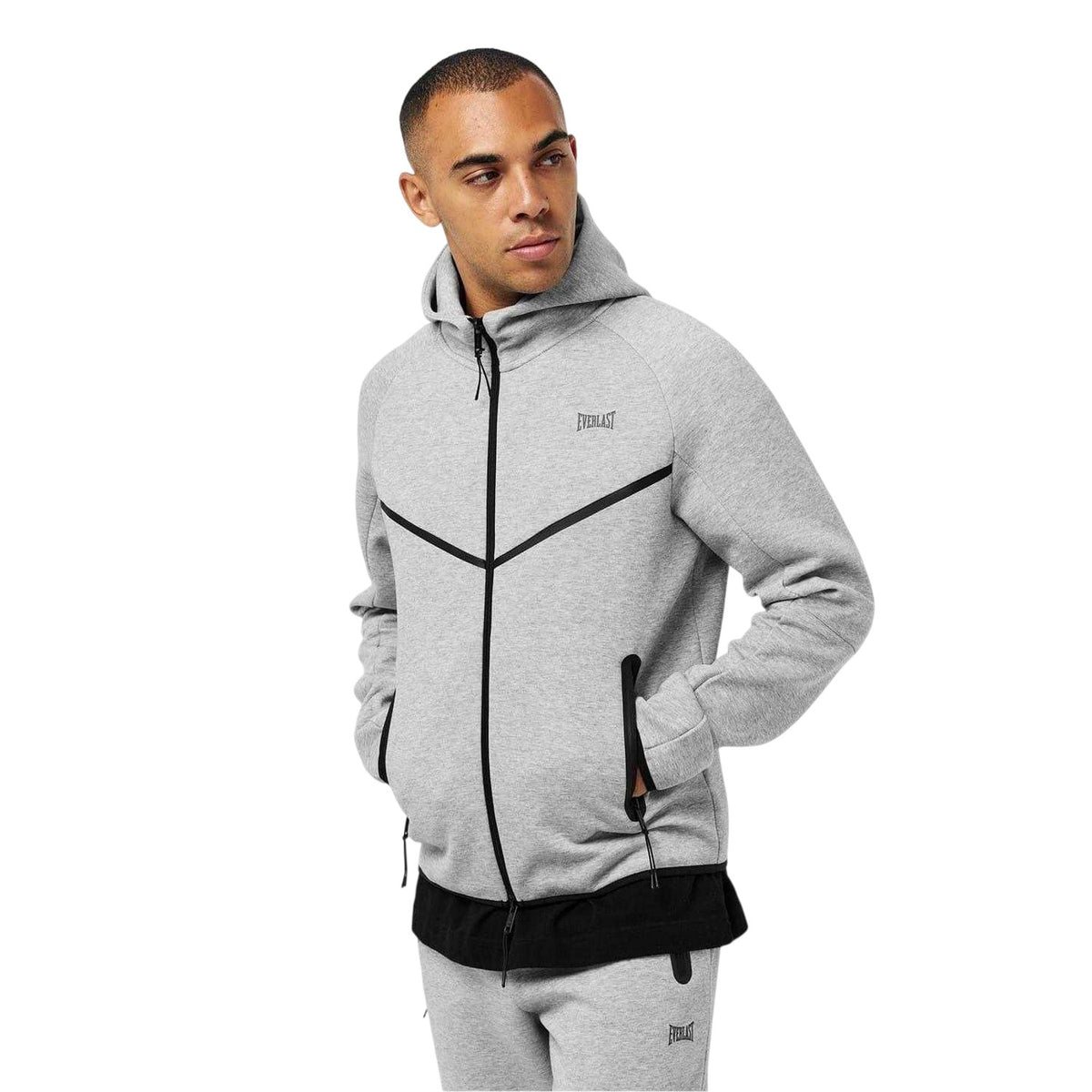Grey Marl - Side - Everlast Mens Elite Full Zip Hoodie
