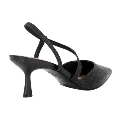 Black - Back - Dune London Womens-Ladies Textured Formal Flare Heel Court Shoes