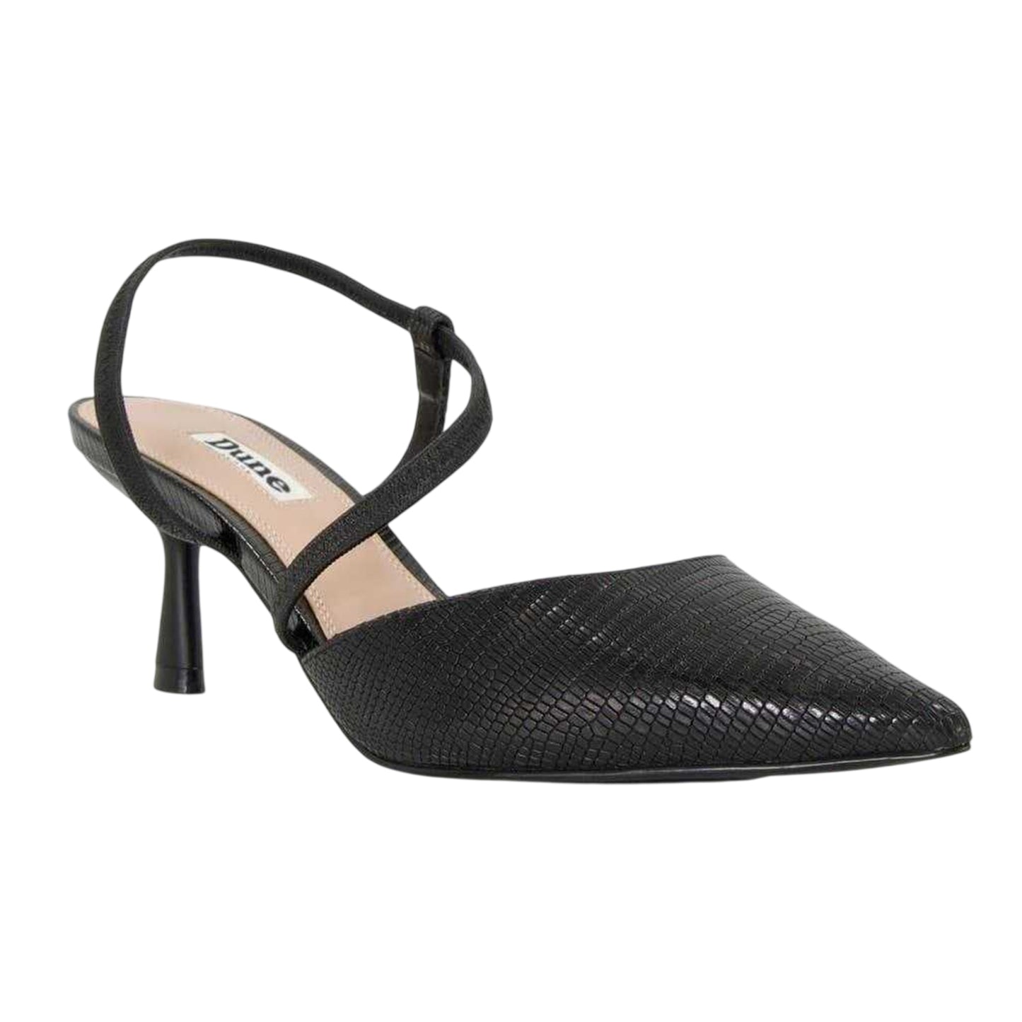 Black - Side - Dune London Womens-Ladies Textured Formal Flare Heel Court Shoes