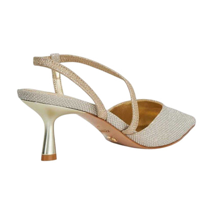 Gold - Back - Dune London Womens-Ladies Textured Formal Flare Heel Court Shoes