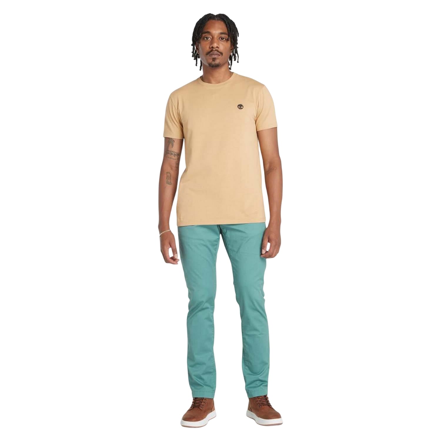 Wheat - Lifestyle - Timberland Mens Oyster River Logo Short-Sleeved T-Shirt
