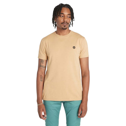 Wheat - Side - Timberland Mens Oyster River Logo Short-Sleeved T-Shirt