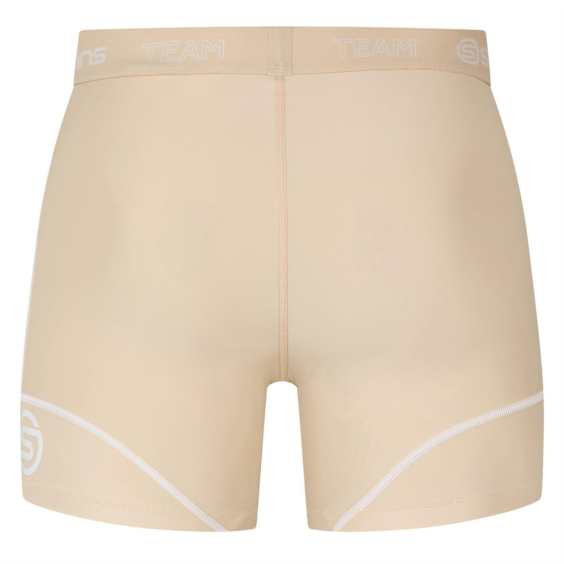 Cream - Back - Skins Mens Dynamic Team Stripe Detail Compression Shorts