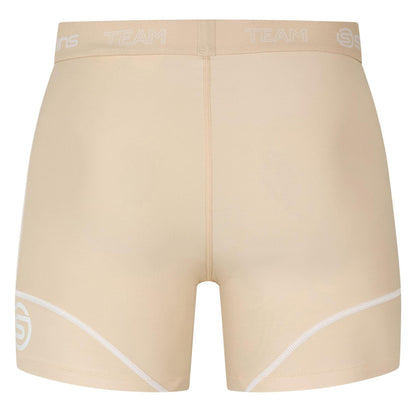 Cream - Back - Skins Mens Dynamic Team Stripe Detail Compression Shorts