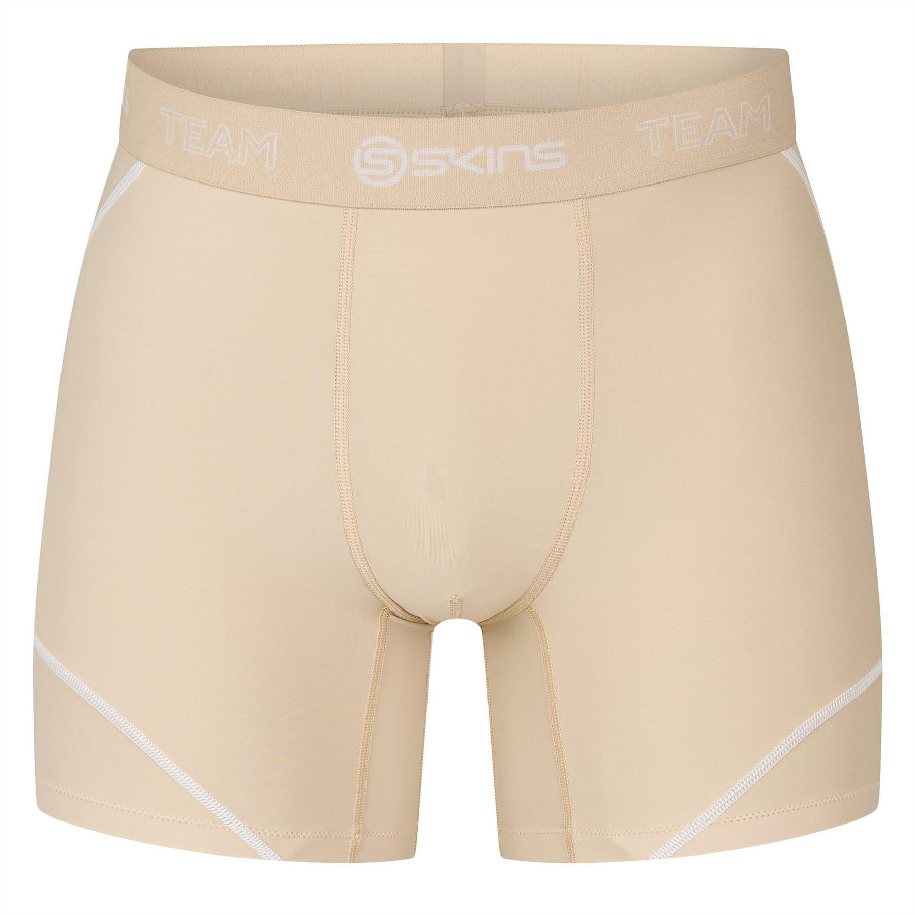 Cream - Front - Skins Mens Dynamic Team Stripe Detail Compression Shorts