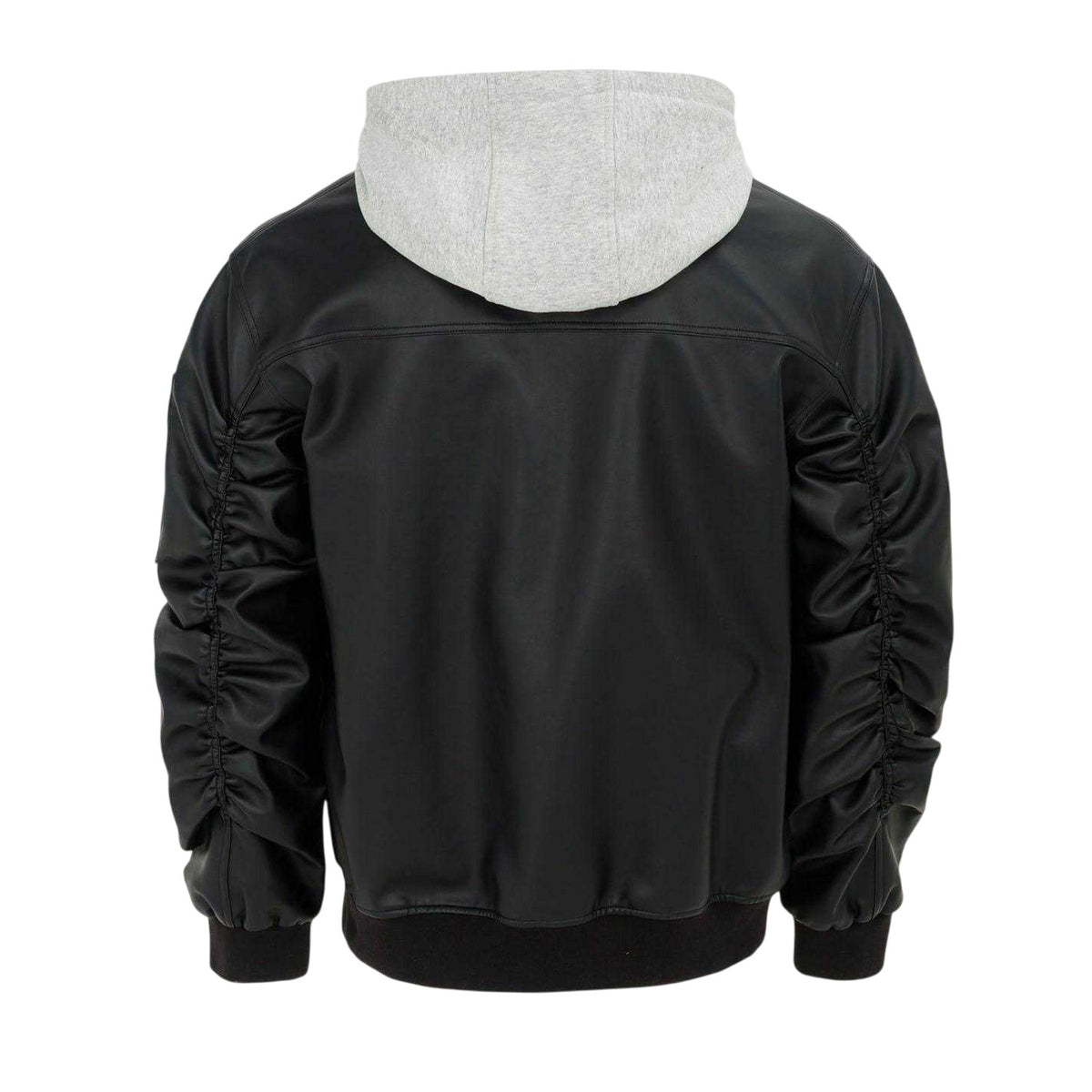 Black - Back - Firetrap Mens PU Hooded Jacket