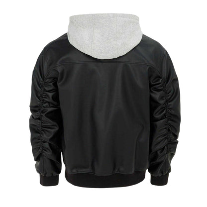 Black - Back - Firetrap Mens PU Hooded Jacket