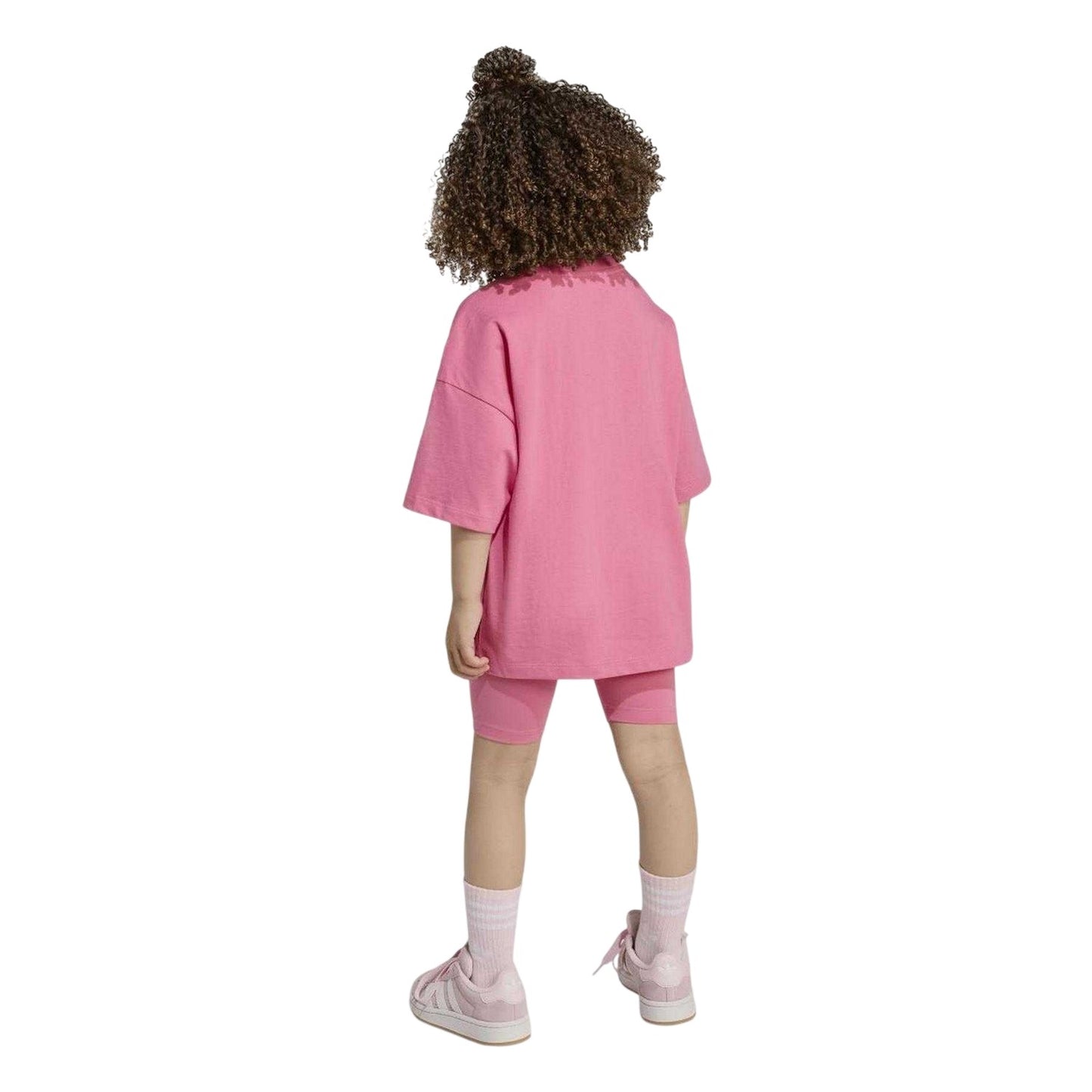 Pink - Back - Adidas Girls Adicolor Trefoil T-Shirt & Shorts Set
