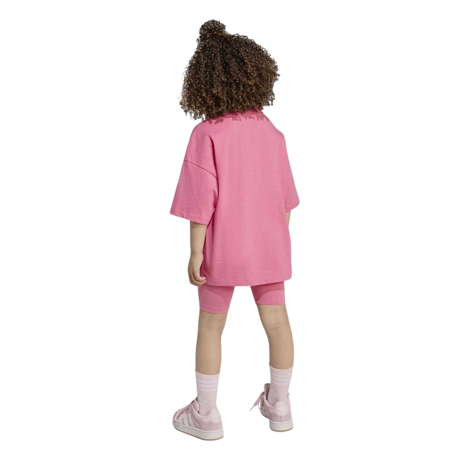 Pink - Back - Adidas Girls Adicolor Trefoil T-Shirt & Shorts Set
