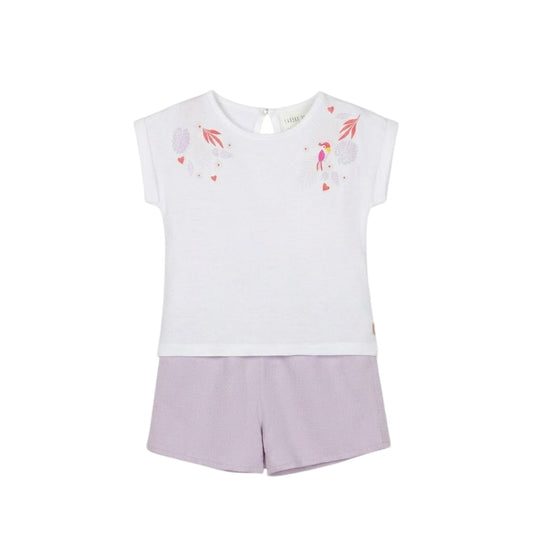 White - Front - Carrement Beau Childrens-Kids T-Shirt & Shorts Set