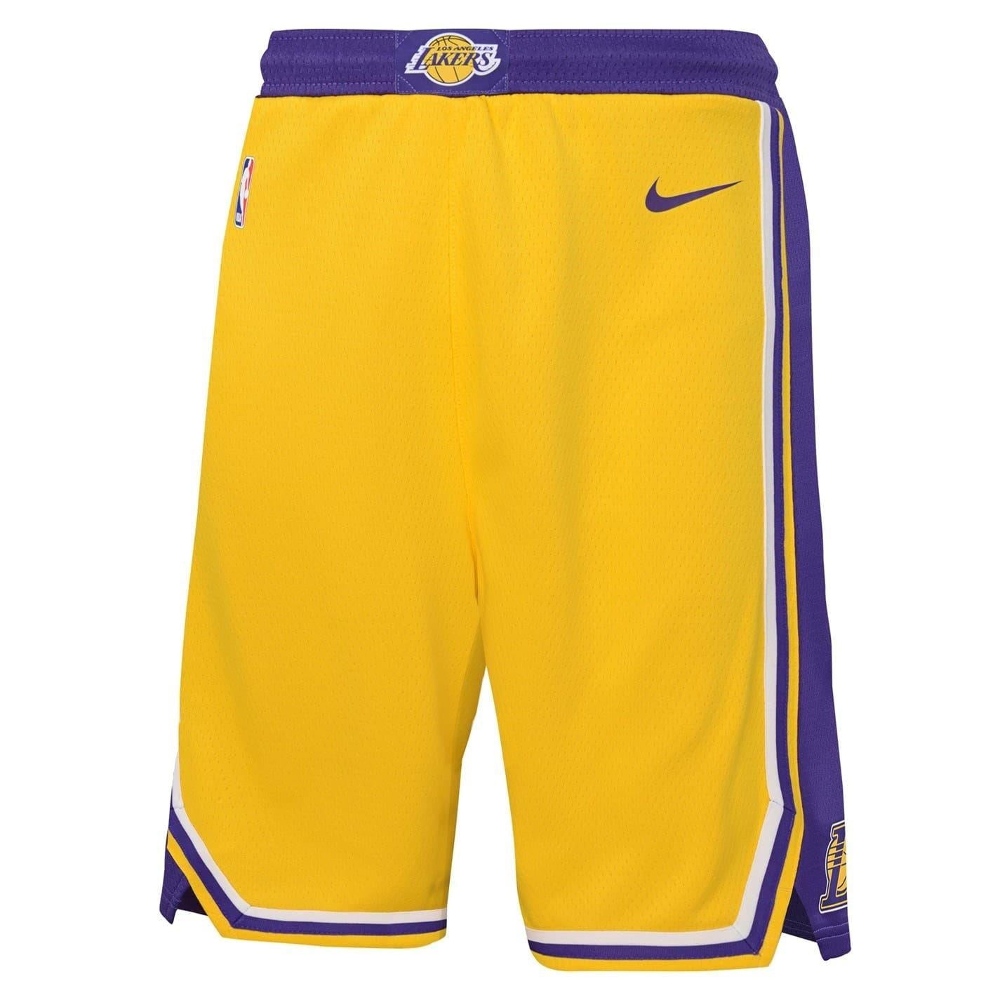 Yellow-Purple - Front - Los Angeles Lakers Boys Nike Swim Shorts