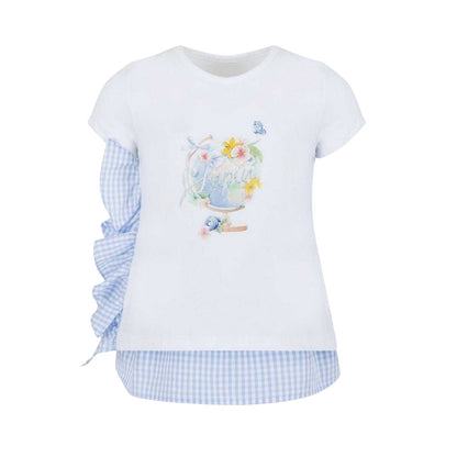 White - Side - Lapin House Childrens-Kids Ruffle T-Shirt And Leggings Set