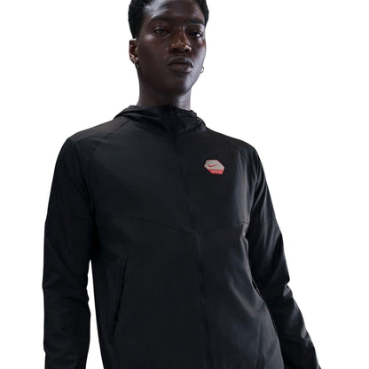 Black-Red - Side - Nike Mens City Run Swoosh Jacket
